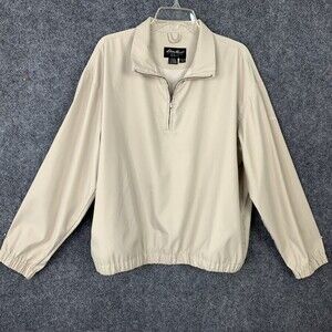 Eddie Bauer Golf Windbreaker 1/4 Zip Too Women L Beige Polyester Rain Resistant